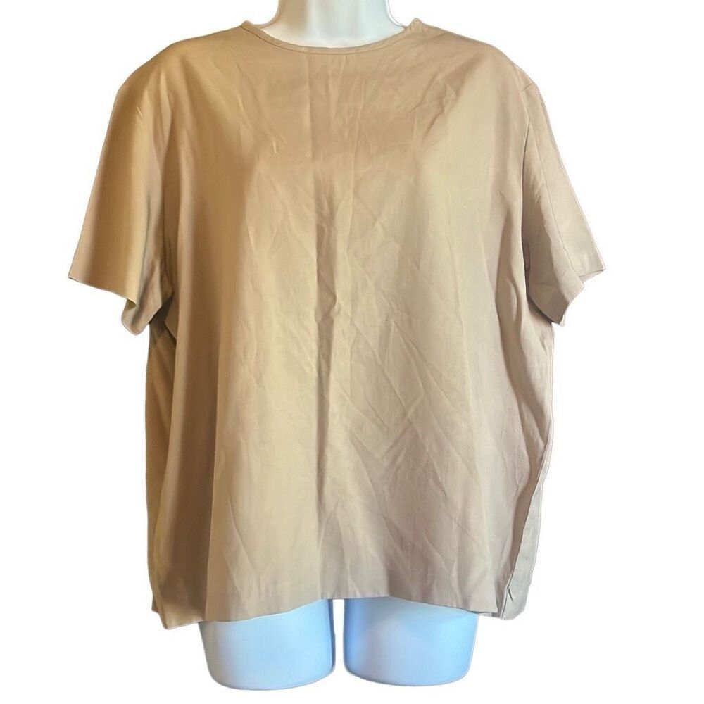 Gemilli Vintage Tan Pullover Lightweight Short sleeve‎ Blouse Large Capsule